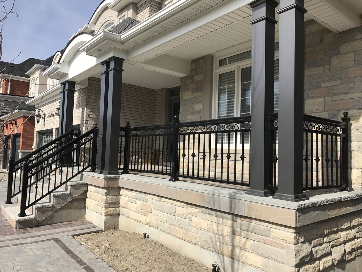 Black aluminum scroll railing
